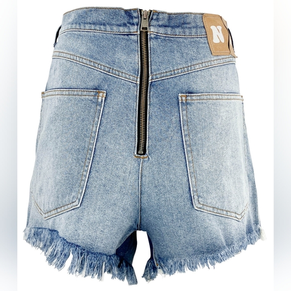 Sz M and L Natasha Zinko Unique Cutout Ripped reversible shorts With Zipper - Picture 3 of 4